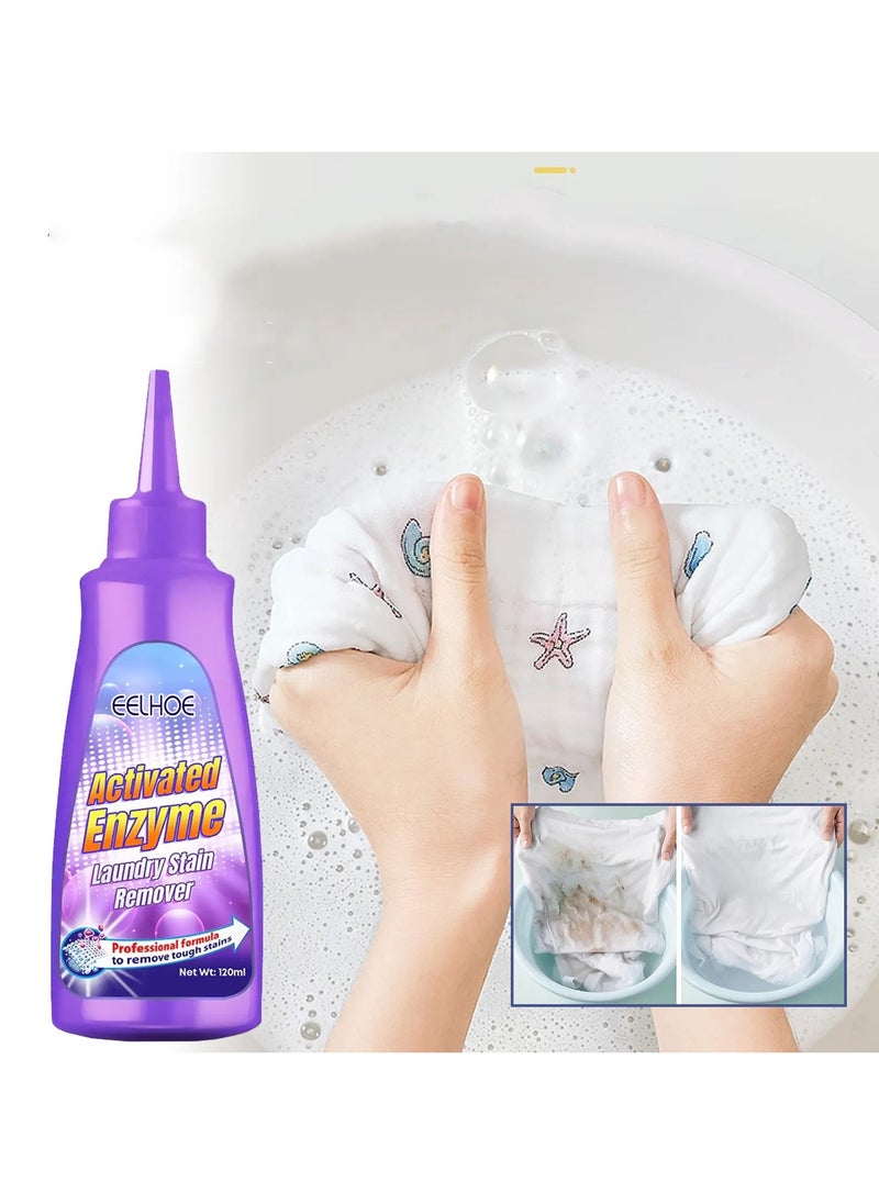 EELHOE EELHOE Active Enzyme Clothing Stain Remover Active Enzyme Laundry Detergent Stain Removal And Oil Clothes Stain Remover Oil Stain Laundry Detergent Active Enzyme Clothing Stain Cleaner (120ml)  - Image 1