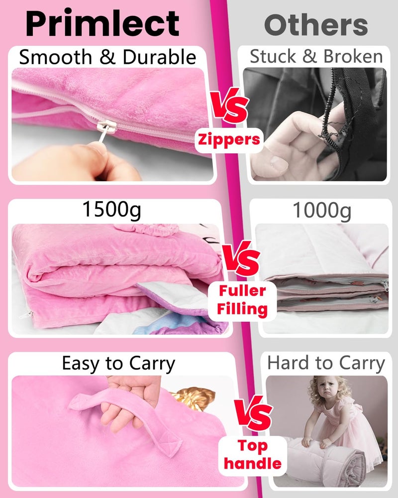 Primlect Kids Sleeping Bag with Pillow, Plush Animal Toddler Nap Mat for Preschool, Sleepovers, and Travel, Perfect for Boys and Girls, Pink - Image 5