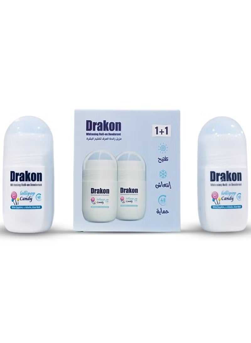 دراكون مزيل عرق رول اون للتبييض حلوى كاندي 50مل 1+1 - Image 1