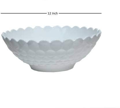 Urmila Plastic Polycarbonate Serving Bowl Set 12 Inch White Pack of 1 - Image 2