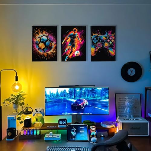 BGFCE Canvas Wall Art Decor, Paintings Art Game Controller Color Splash Ink Canvas Painting, Posters for Room Aesthetic, Soccer Canvas Wall Art for Boys Room Decor 12×16 - Unframed Set of 3 - Image 5