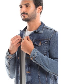 WHITE RABBIT Aged Indego Buttons Fastening Regular Jeans Jacket  - Image 4