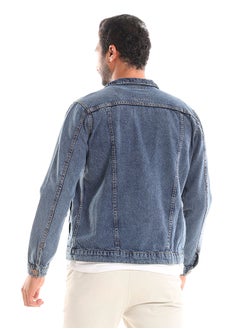 WHITE RABBIT Aged Indego Buttons Fastening Regular Jeans Jacket  - Image 3