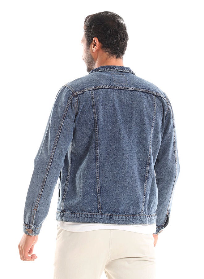 WHITE RABBIT Aged Indego Buttons Fastening Regular Jeans Jacket - Image 3