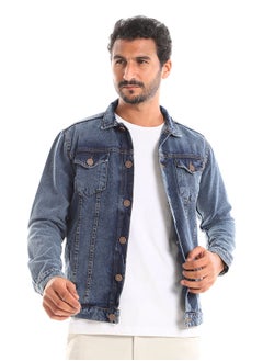 WHITE RABBIT Aged Indego Buttons Fastening Regular Jeans Jacket  - Image 1