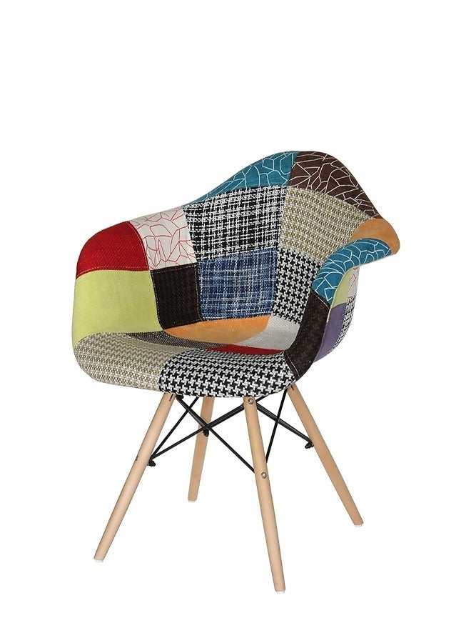 Pack of 4 Modern Designer Dining Chair Colorful Fabric Casual Chair with arm