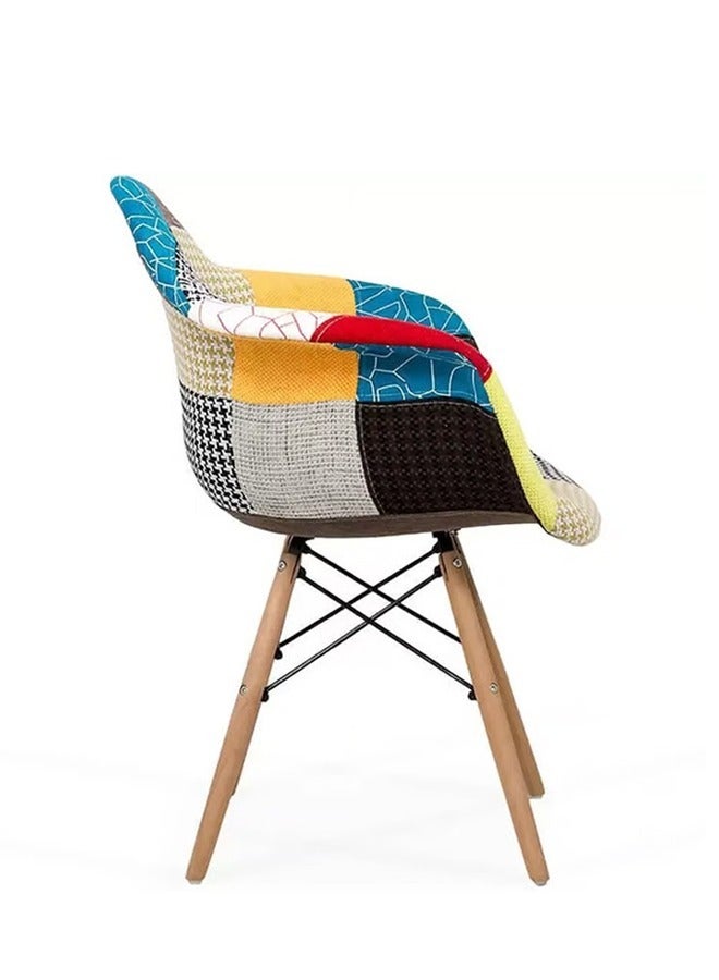 Pack of 4 Modern Designer Dining Chair Colorful Fabric Casual Chair with arm