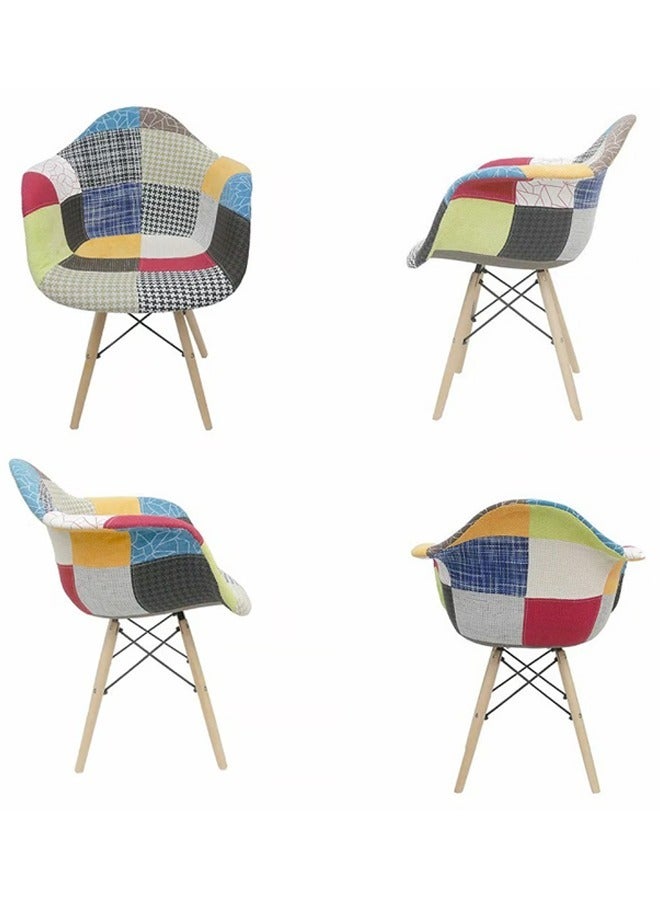 Pack of 4 Modern Designer Dining Chair Colorful Fabric Casual Chair with arm