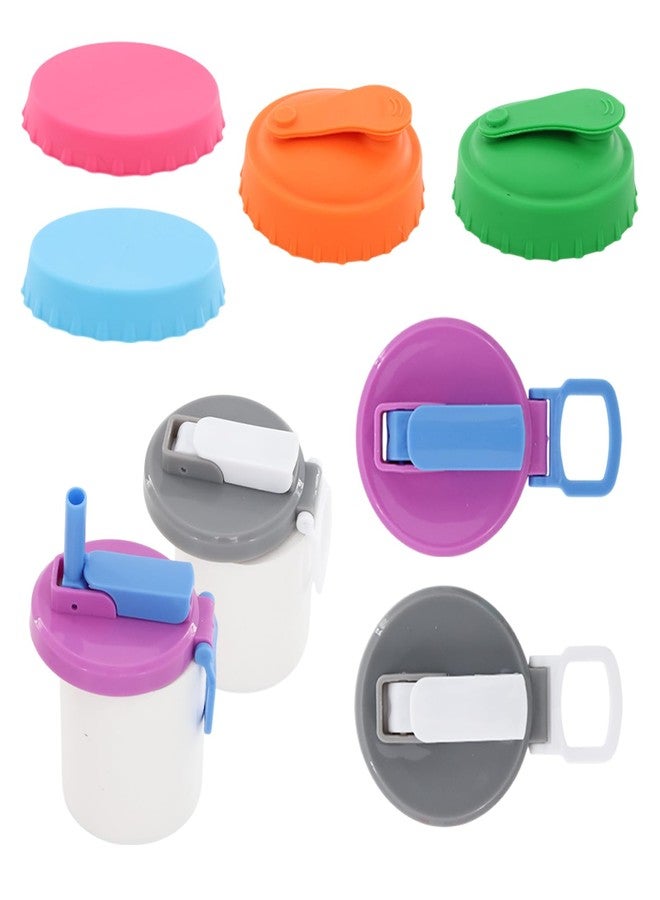 MVVM 6 Pack Soda Can Lids - Silicone canker cover Reusable Can Covers for Soda, Includes 2 with Straws - BPA-Free Protector & Stopper for Soda, Beer, Juice, Beverage, Fits Standard Size Cans - Image 1