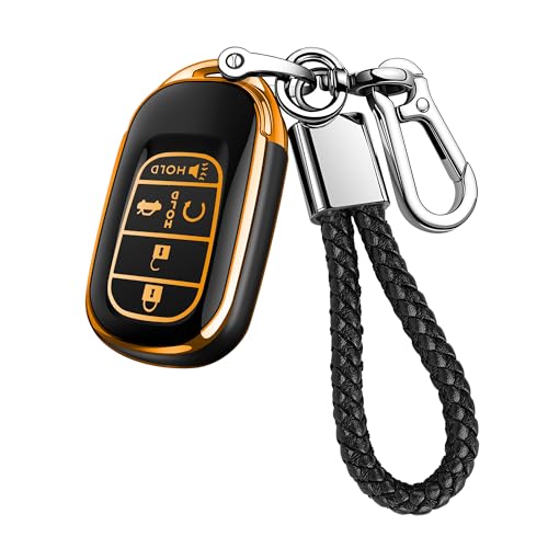 JOYEAR for Honda Key Fob Cover with Keychain Compatible with 20222025 Accord Civic HRV CRV Pilot Sport 2026 Passport SI EX EXL Touring Car Accessories 45 ButtonsGoldBlack - Image 1