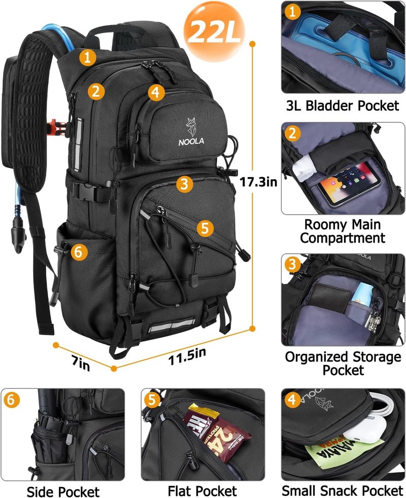 NOOLA Hydration Backpack with 3L Water Bladder - 22L Lightweight Pack for Hiking, Cycling, and Biking - Image 2