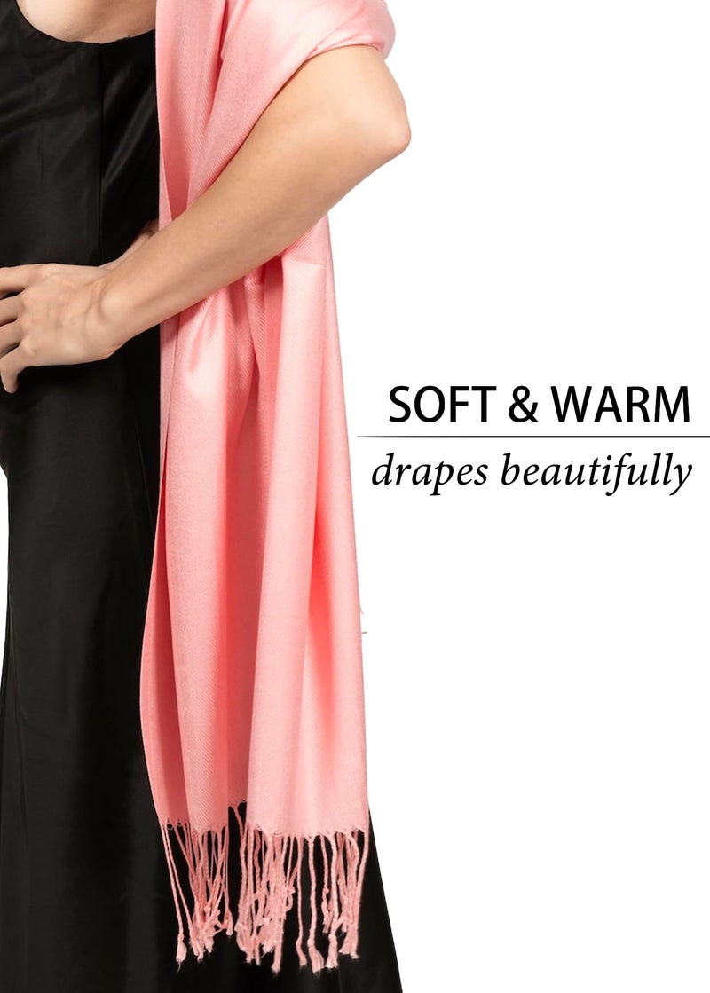Achillea Soft Silky Pashmina Scarf for Women – Shawl Wrap for Evening Dresses, Bridesmaids, Weddings & Everyday Wear (Blush Pink) - Image 5