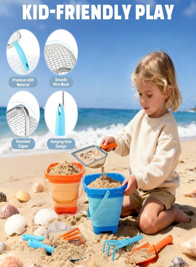 Dreamon Beach Toys, 2 Packs Travel Sand Toys for Kids Ages 4-8 | 10 PCS Sandcastle Building Kit with Collapsible Bucket, Mesh Bag, Sand Sifter, Shovel & Rake, Beach Essentials for Kids - Image 5