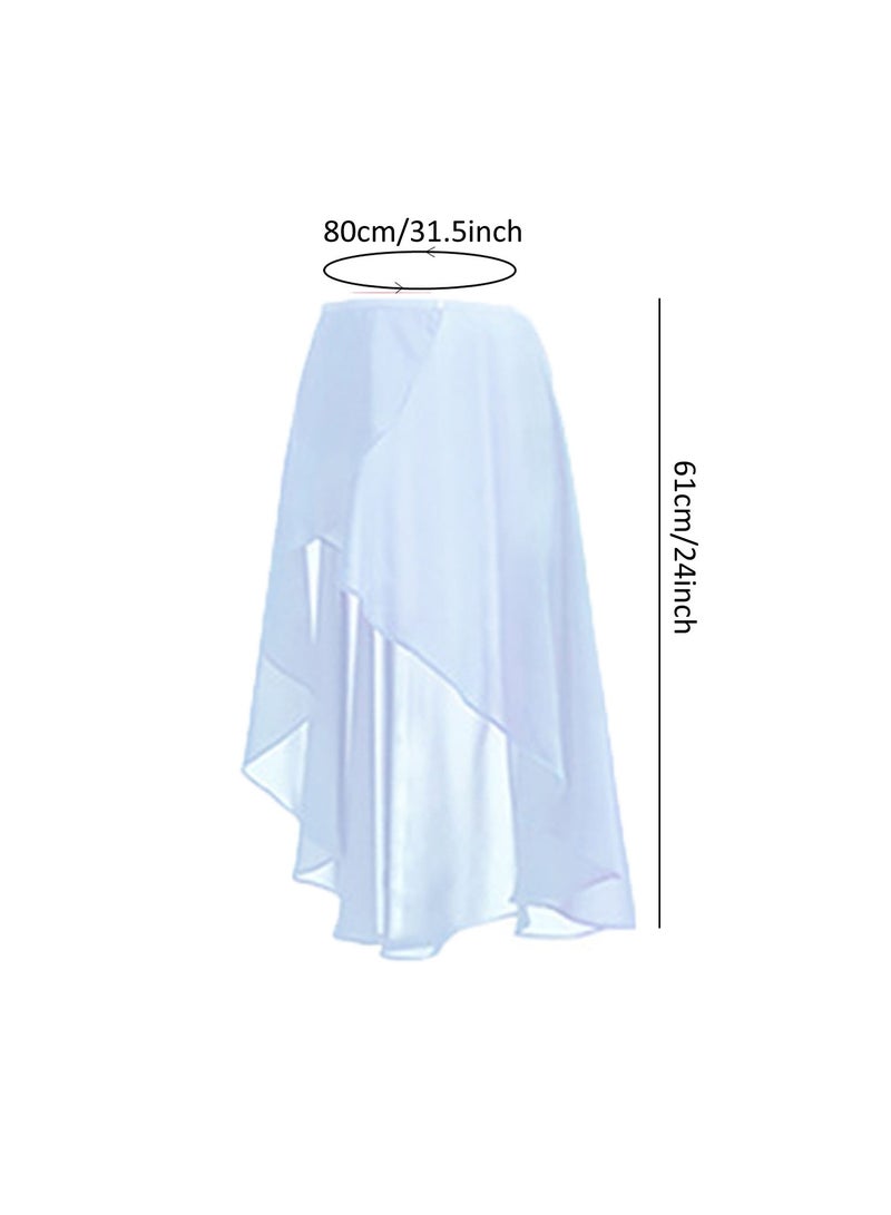 تنورة باليه رقص باليه شيفون للنساء/الفتيات، تنورة ملفوفة بخصر قابل للتعديل - Image 4