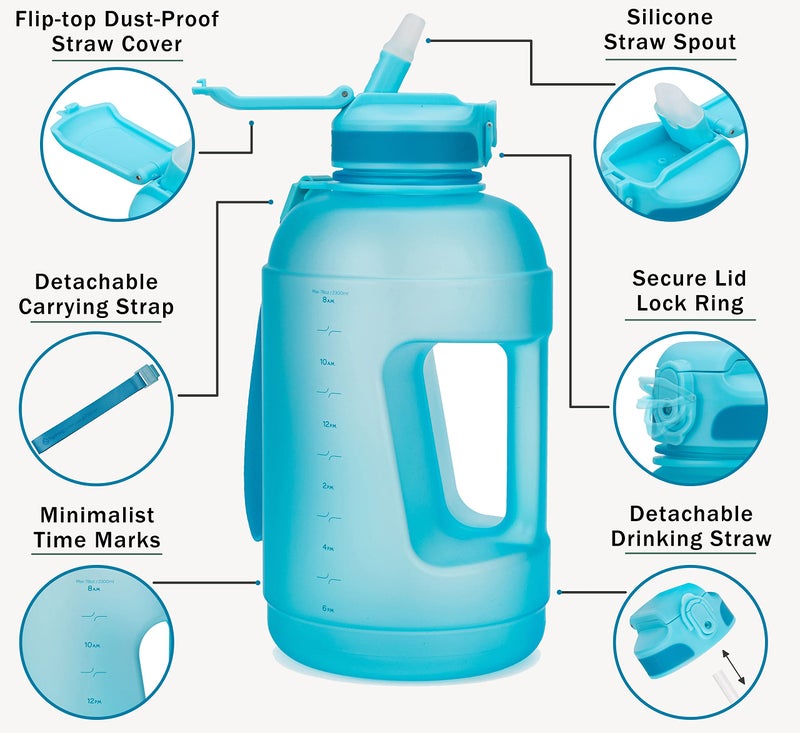 Hydracy Water Bottle with Storage Sleeve and Straw- Large Half Gallon 78 Oz BPA Free Motivational Water Bottle with Time Marker -Leak Proof Gym Bottle -Ideal Gift for Fitness or Sports & Outdoors - Image 4