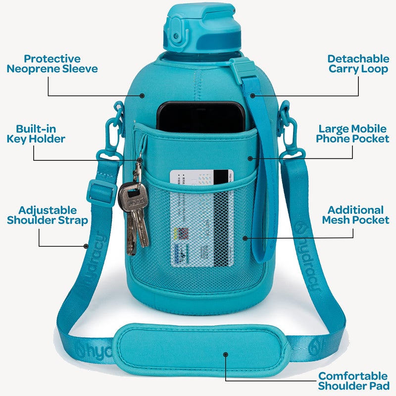 Hydracy Water Bottle with Storage Sleeve and Straw- Large Half Gallon 78 Oz BPA Free Motivational Water Bottle with Time Marker -Leak Proof Gym Bottle -Ideal Gift for Fitness or Sports & Outdoors - Image 5