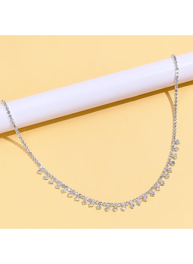 Chunky Rhinestone Necklace Choker Wedding Jewelry Chocker Cute Simple Necklaces Crystal Delicate Bride Women  - Image 4