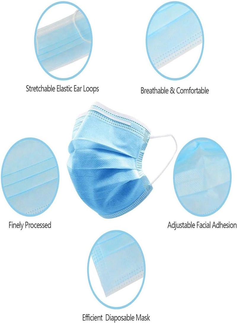 Dada 3 Layer Protective Disposable Single Wrapped Blue Face Masks, Flat And High Elastic Ear Loops, 50 Pcs/box, Each Mask Individually Wrapped - Image 3