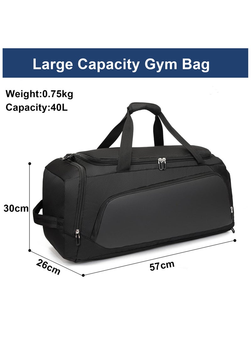 زيريفام حقيبة رياضية مع حجرة للأحذية، حقيبة سفر كبيرة للرجال والنساء، حقائب سفر رياضية مع جيب للأغراض المبللة، حقائب متعددة الأغراض للاستخدام في عطلات نهاية الأسبوع واللياقة البدنية والسفر - Image 2