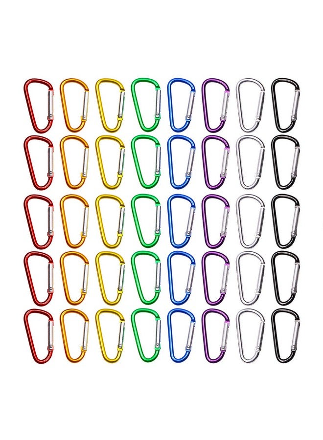 Mini Skater Skater 1.75 Inch/4.5Cm Assorted Colors D Shape Ring Nonlocking Aluminum Alloy Spring-Loaded Snap Keychain Hook Belt Backpack Buckle Clip For Outdoor Indoor Activities,40Pcs (8 Random Color) - Image 1