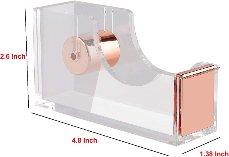 KIDMEN Office Tape Dispenser,Transparent Acrylic Tape Dispenser-Rose Gold - Image 4