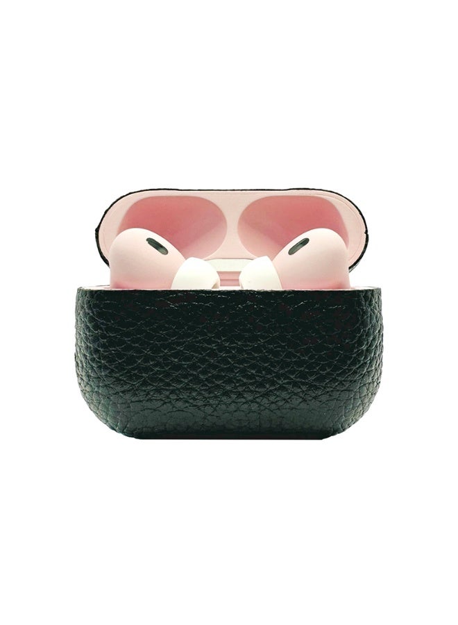 Craft Merlin Craft Customized Apple AirPods Pro 3 – Leather Calf Black with Pink Hand-Painted Finish, Personalized Wireless Earbuds, Luxury Two-Tone Gift (Leather-Calf-Black-Pink) - Image 1