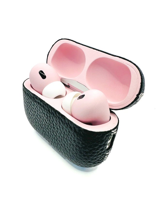 Craft Merlin Craft Customized Apple AirPods Pro 3 – Leather Calf Black with Pink Hand-Painted Finish, Personalized Wireless Earbuds, Luxury Two-Tone Gift (Leather-Calf-Black-Pink) - Image 2