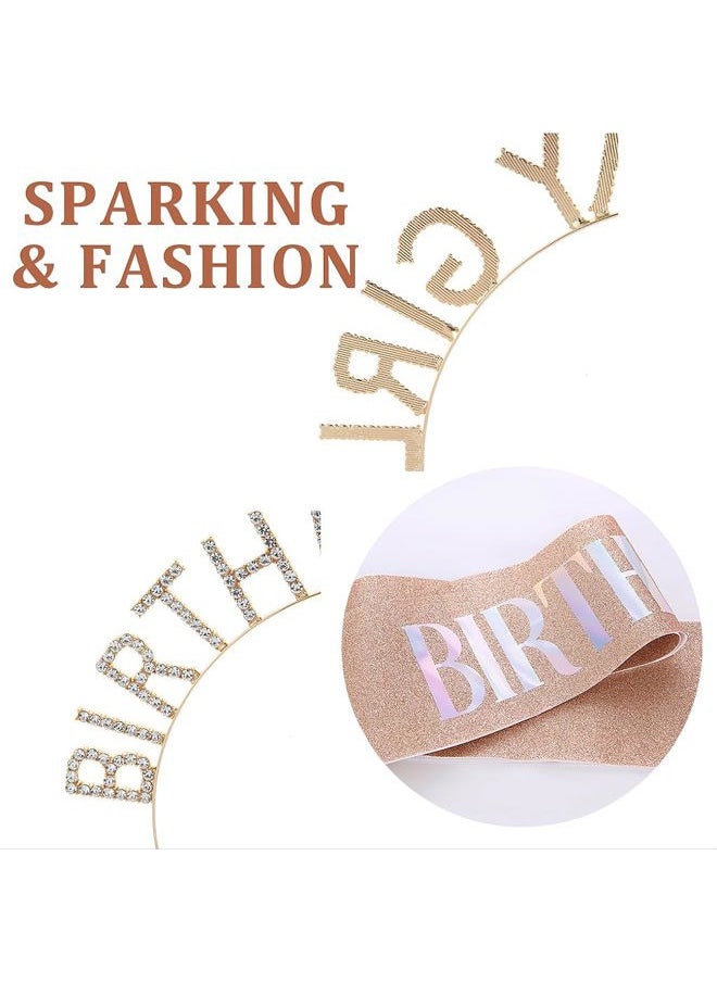 Ali Pearl Birthday Crowns for Women, Pink Birthday Girl Sash & Birthday Tiara for Women Set, Glitter Headband Birthday Gifts for Women, Sweet Happy Birthday Decorations For Women  - Image 2