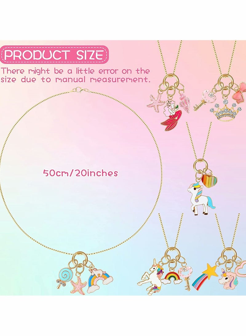 Excefore 6-Piece Unicorn Necklace Love Necklace Princess Party Crown Necklace Handmade DIY Accessories Little Girl Jewelry Set - Image 5