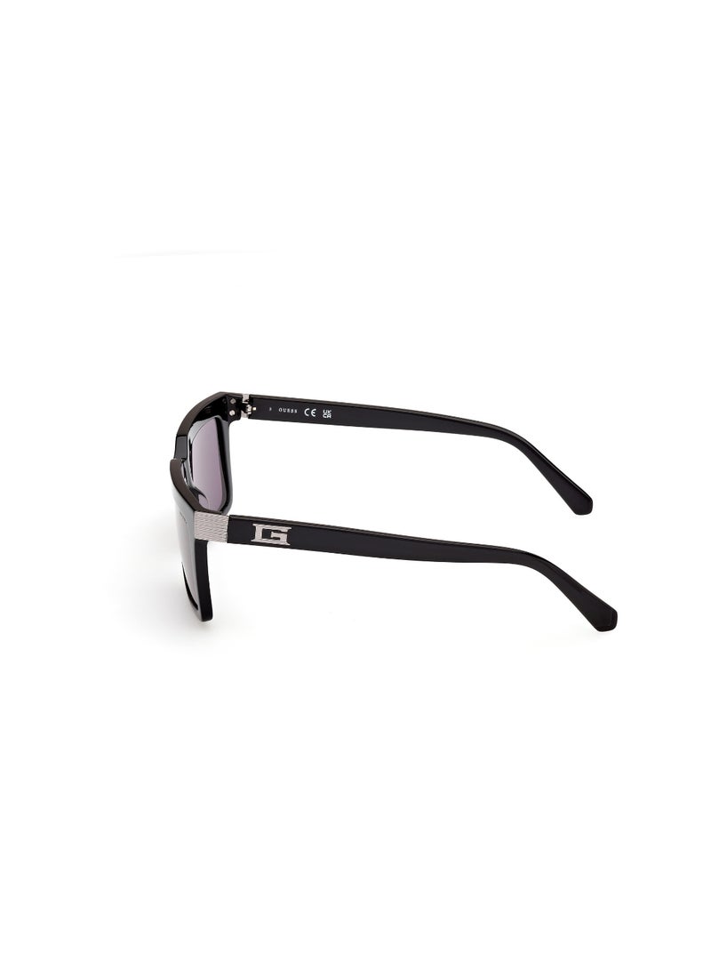 GUESS FULL RIM MALE RECTANGULAR BLACK ACETATE SUNGLASSES - Image 2