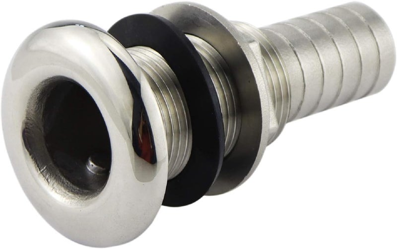 keehui 316 Stainless Steel DurableStandard Length Thru-Hull Fitting w/Nut &Gasket Boat Plumbing Fittings for Boats, Yachts, Marine - Image 1