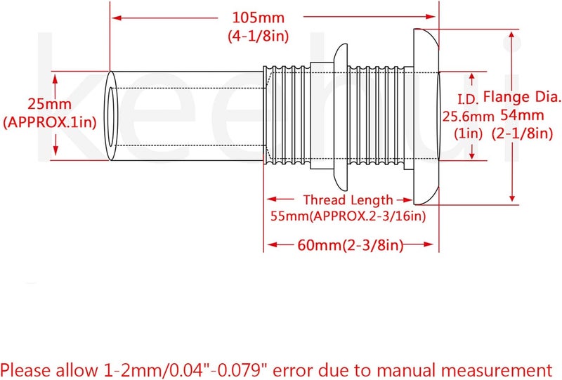 keehui 316 Stainless Steel DurableStandard Length Thru-Hull Fitting w/Nut &Gasket Boat Plumbing Fittings for Boats, Yachts, Marine - Image 2