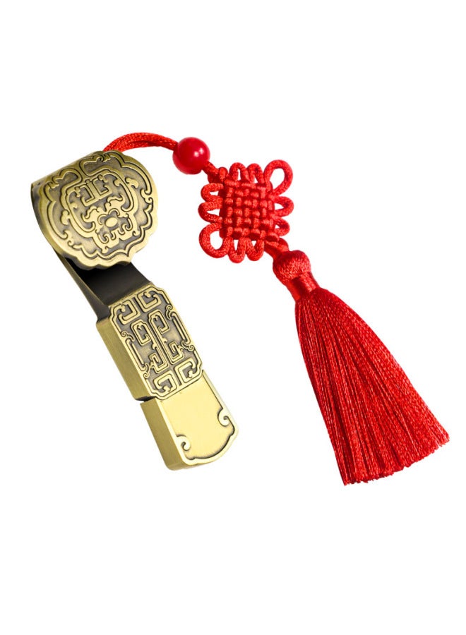 Chinese Style U Disk Creative Metal Vintage Copper Gift High Speed 3.0 Large Capacity U Disk Antique Engraving Window U Disk-Color:Ruyi-Capacity:3.0-64GB - Image 1