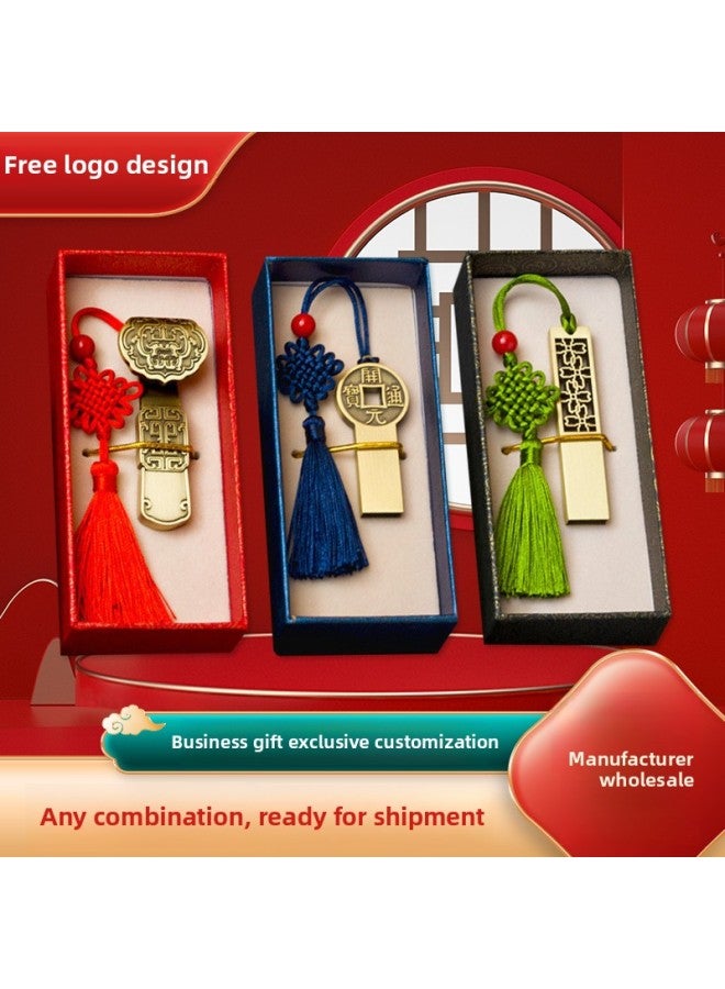 Chinese Style U Disk Creative Metal Vintage Copper Gift High Speed 3.0 Large Capacity U Disk Antique Engraving Window U Disk-Color:Ruyi-Capacity:3.0-64GB - Image 2