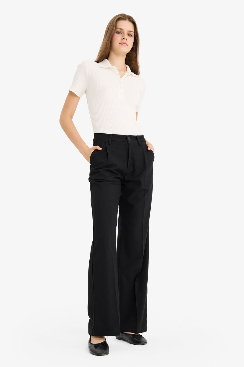DeFacto Black Woman Wide Leg Zipper Trousers Casual - Image 1