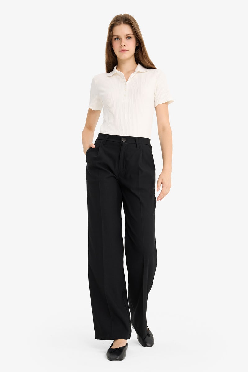 DeFacto Black Woman Wide Leg Zipper Trousers Casual - Image 3