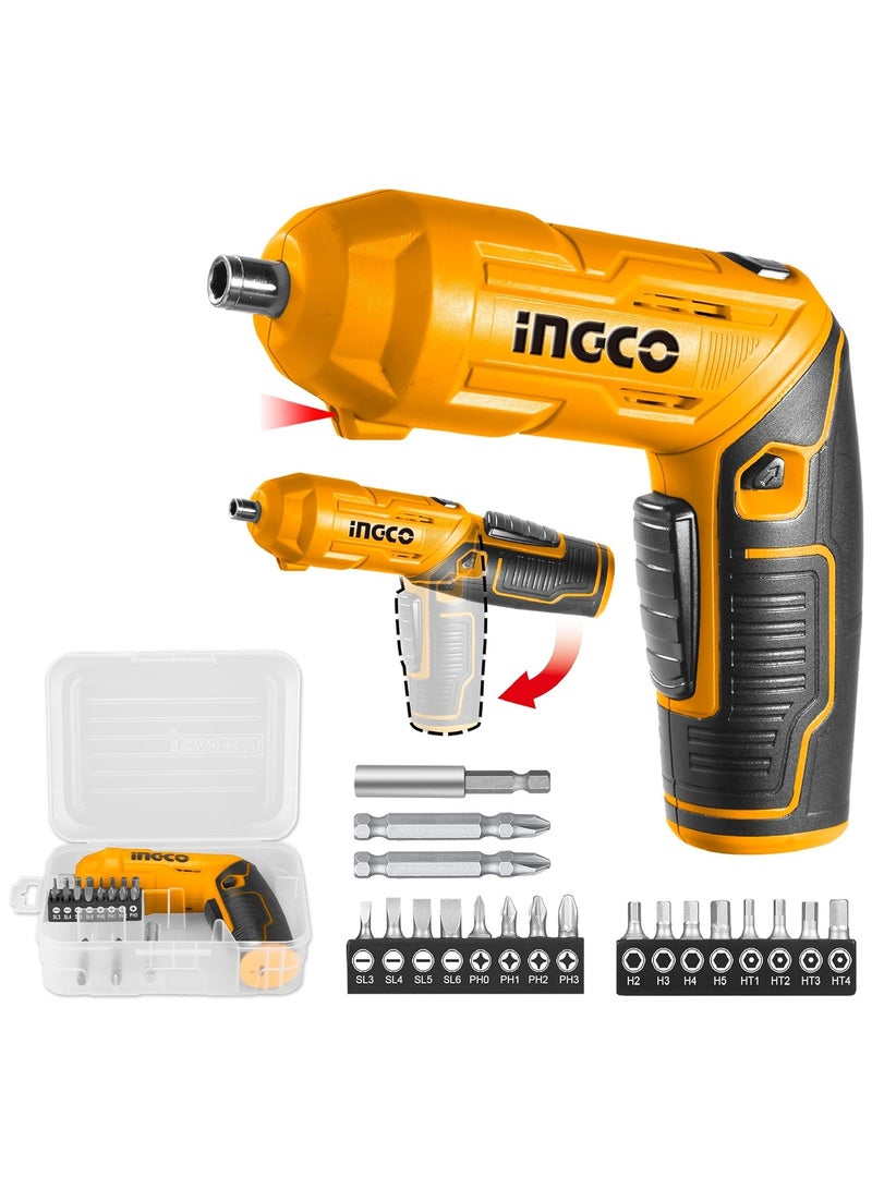 INGCO 4V Electric Cordless Screwdriver, Rechargeable Power Drill Driver Set, 4N.m Max Torque, 240RPM, Packed by tool box - Image 1