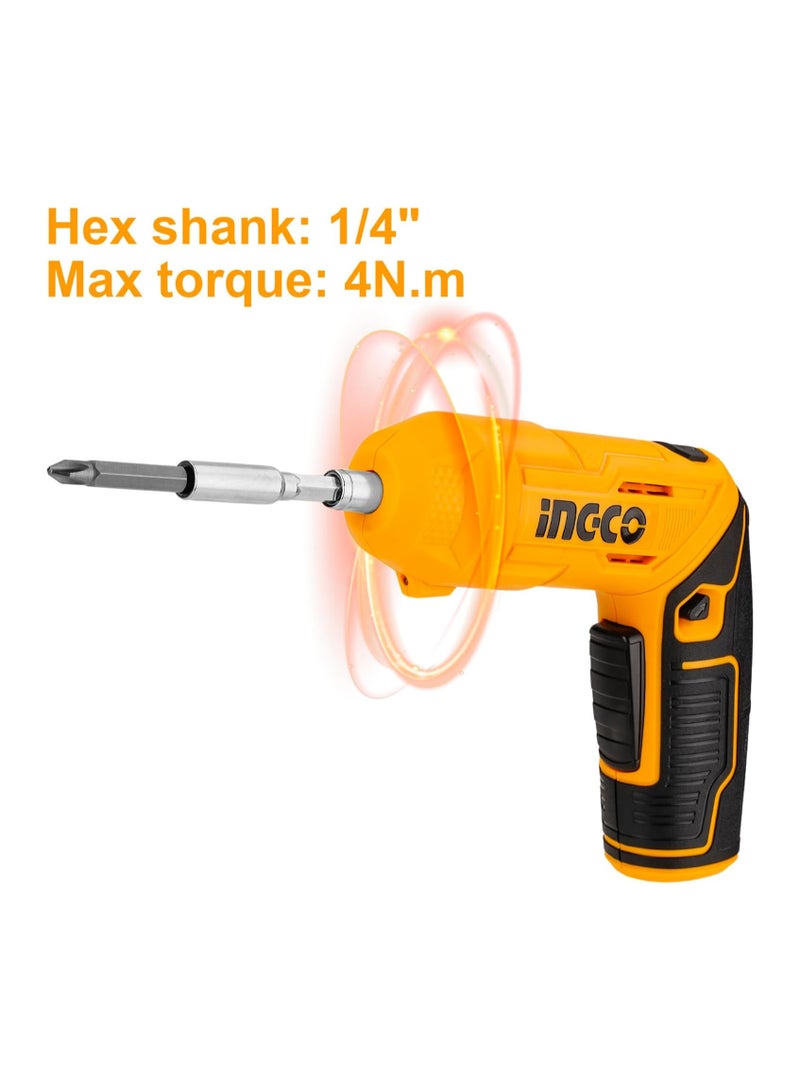 INGCO 4V Electric Cordless Screwdriver, Rechargeable Power Drill Driver Set, 4N.m Max Torque, 240RPM, Packed by tool box - Image 4