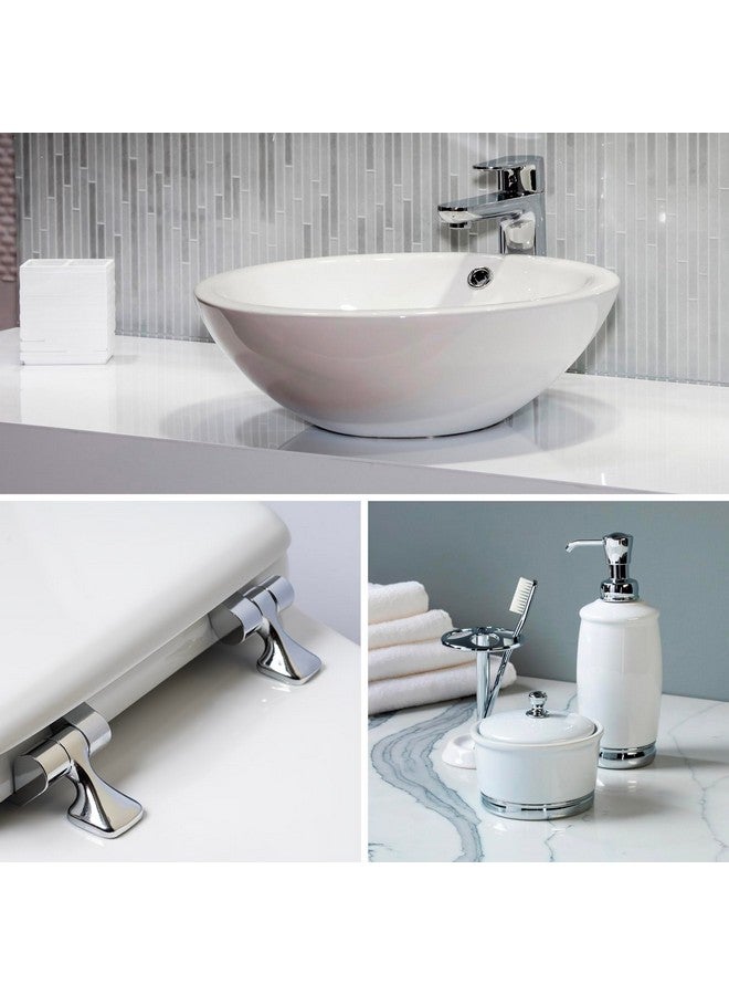 MAYFAIR 1844CP 000 Toilet Seat with Chrome Hinges will Never Come Loose, ELONGATE , White - Image 3