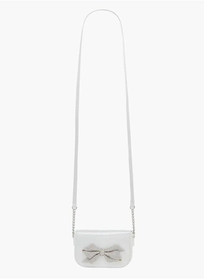 Celeste - Girls Bow Embellished Crossbody Bag with Chain Detail Strap and Flap Closure - Image 1