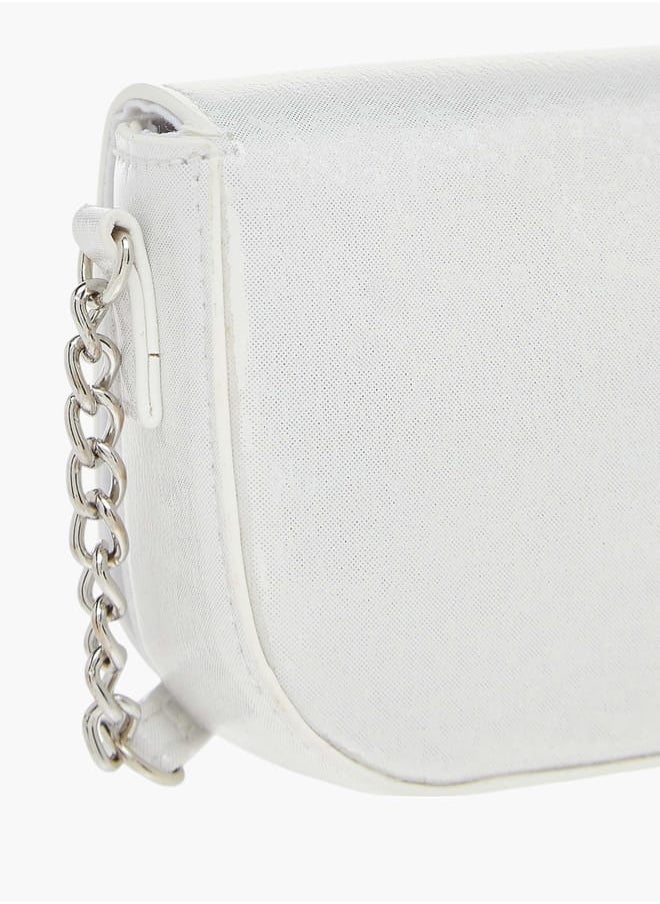Celeste - Girls Bow Embellished Crossbody Bag with Chain Detail Strap and Flap Closure - Image 1