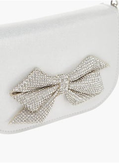 Celeste Girls Bow Embellished Crossbody Bag with Chain Detail Strap and Flap Closure  - Image 4