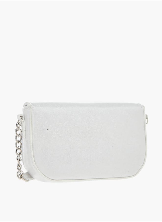 Celeste - Girls Bow Embellished Crossbody Bag with Chain Detail Strap and Flap Closure - Image 1