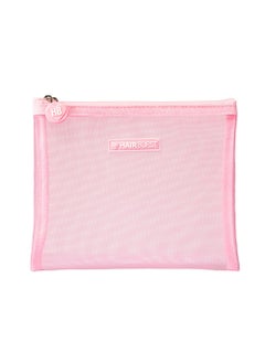 Pink Mesh Wash Bag — Travel Packing Organizers Essential, Quick-Dry Mesh Washing Bag with Nylon Zip, Silicone Puller for Beauty Products, Vitamins - 20x16cm