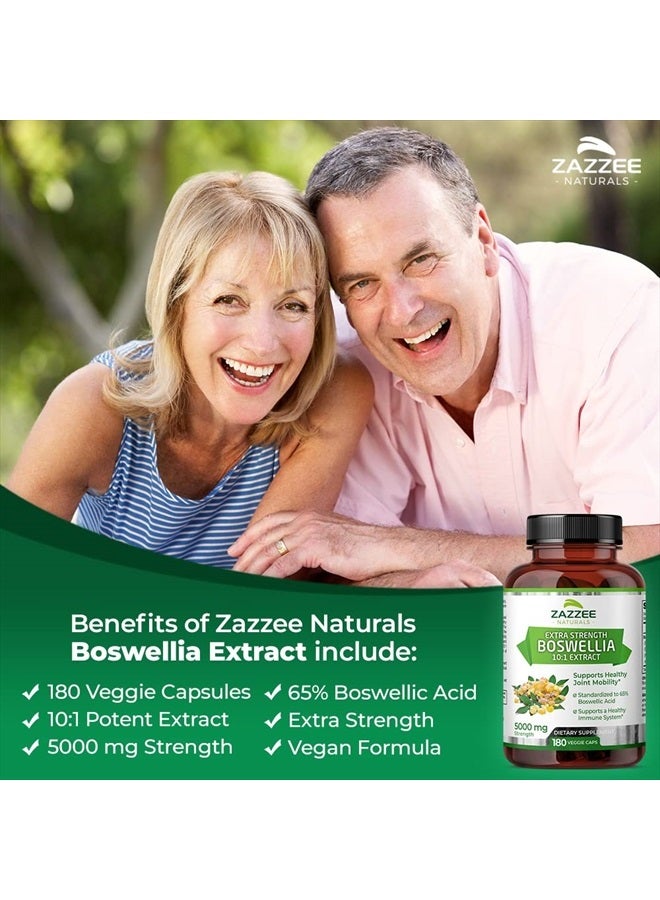 Zazzee Boswellia 10:1 Extract 5000 mg Strength, 65% Boswellic Acid, 180 Vegan Capsules, Potent 10:1 Extract, 6 Month Supply, Non-GMO and All-Natural - Image 3