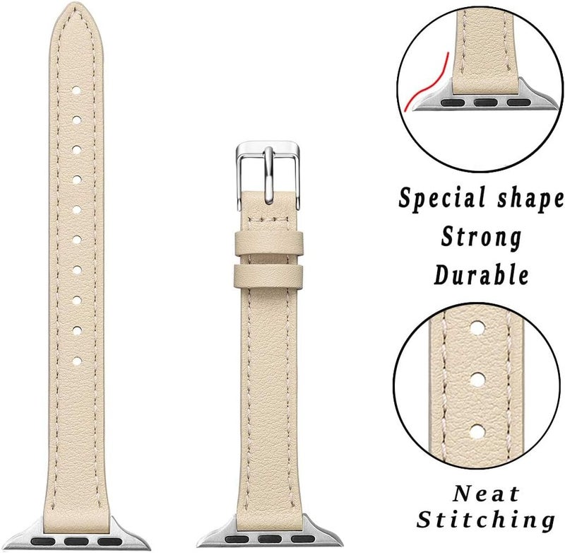 Ofrdncy Slim Leather Bands Compatible with Apple Watch Band 49mm 46mm 45mm 44mm 42mm 41mm 40mm 38mm, Top Grain Leather Thin Apple Watch Strap for iWatch Ultra 2/1 Series 1-11 SE - Image 1