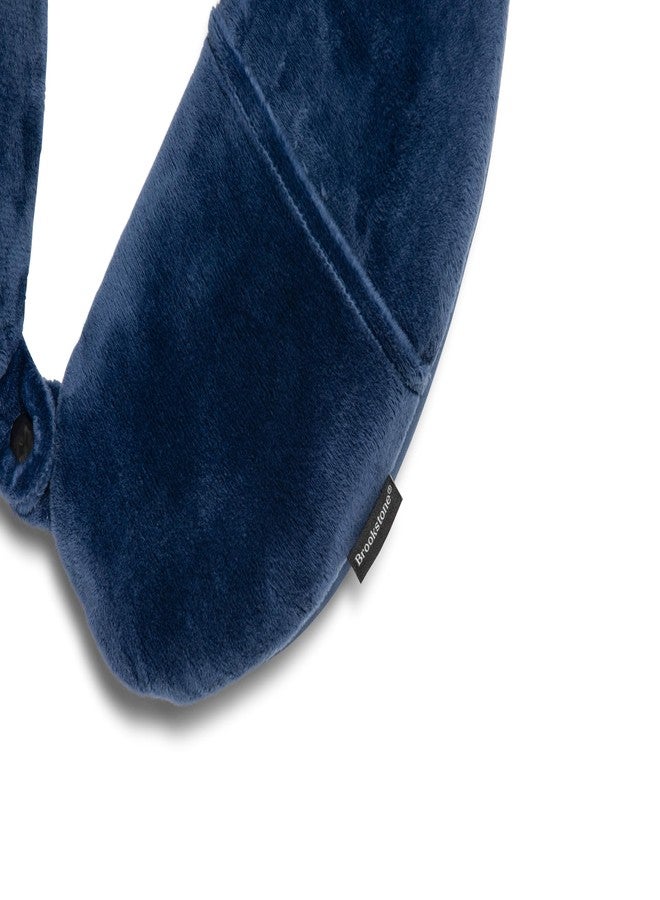 بروكستون وسادة سفر للرأس والرقبة من بروكستون مايكروبيد خفيفة الوزن وناعمة مع جيب للهاتف أو سماعات الرأس (أزرق) - Image 3