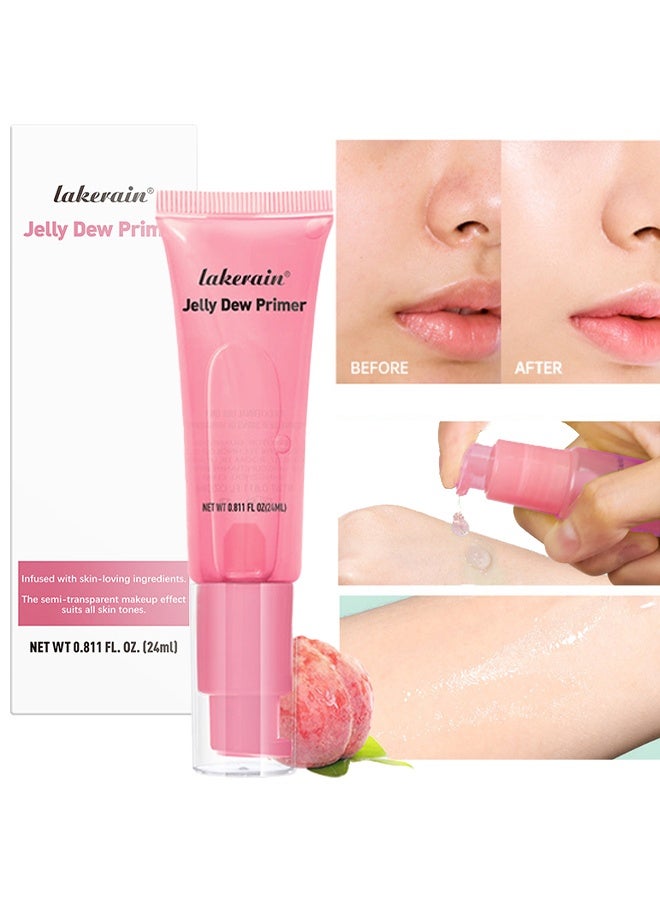 lakerain Jelly Dew Primer - Gel-Based & Hydrating Face Primer, Fruit Jelly Makeup Primer For Flawless, Smooth Skin & Long-Lasting Makeup, Fills In Pores & Fine Lines #02 Peach - Image 1