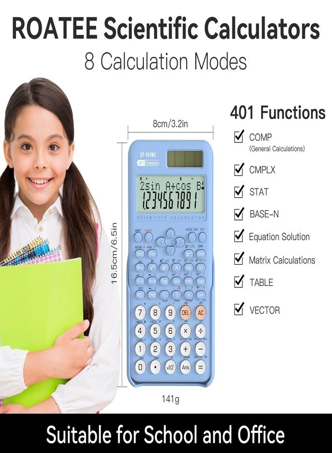 ROATEE Scientific Calculator for Students, 2-Line Display Science Calculator with 401 Functions,Desktop Math Calulator for School,Office - Image 2