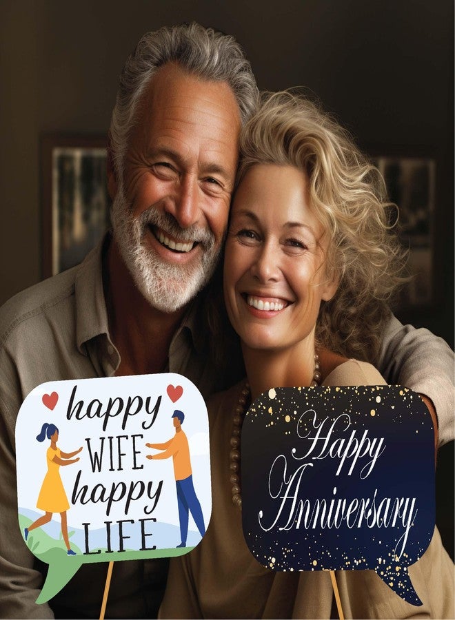 Outside The Booth Anniversary Photo Booth Props - 41-pc Photobooth Kit with 8 x 10-Inch Sign, 60 Adhesive Pads, 45 Sticks - Wedding Anniversary Photo Props - Wedding Photo Booth Props - Image 4